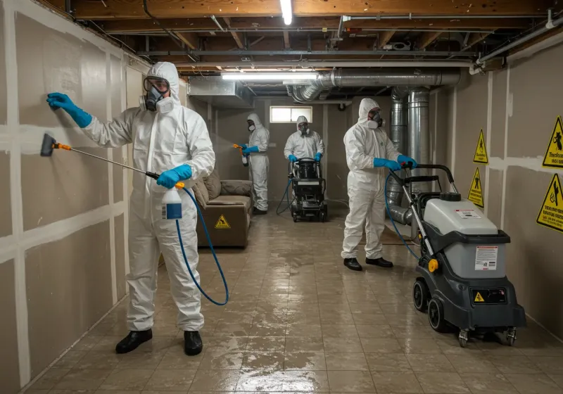 Basement Moisture Removal and Structural Drying process in Kingsburg, CA